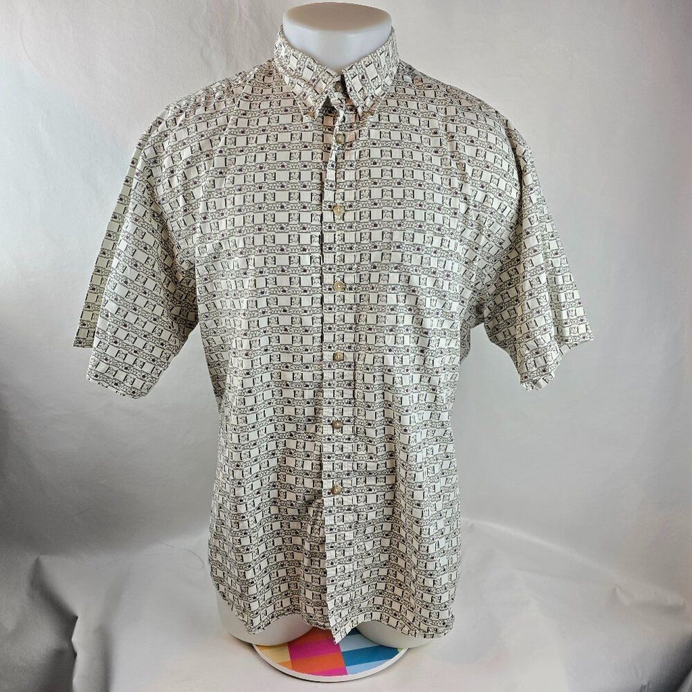 Pendleton Shirt Mens XL Beige Button Down Geometric Check Casual Pocket Outdoors